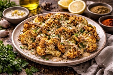 Новый взгляд на цветную капусту: запеченная с тахини и восточными специями