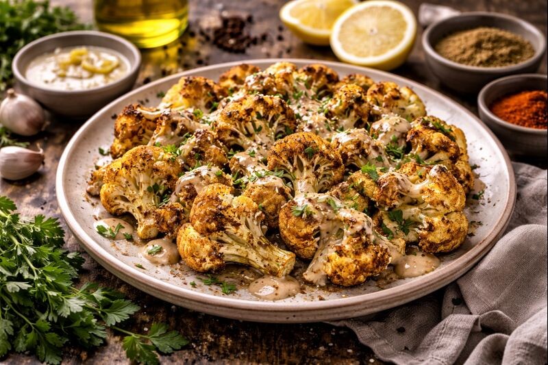 Новый взгляд на цветную капусту: запеченная с тахини и восточными специями