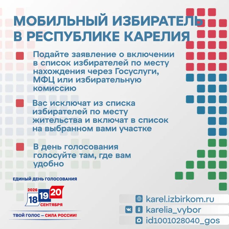 Сегодня стартовал прием заявлений на голосование по месту нахождения - механизм "Мобильный избиратель" Сегодня стартовал прием заявлений на голосование по месту нахождения - механизм "Мобильный избиратель"